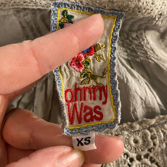 Johnny Was Boho Chic Crochet Lace Tunic Dress Gray XS - Picture 5 of 7